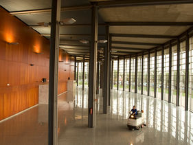 Th modern interior of a corporate facility.